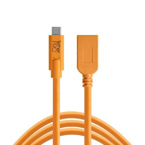 TetherPro USB-C to USB A Female Adapter (Extender) Cable | for Fast Transfer and Connection Between Camera and Computer | High Visibility Orange | 15 Feet (4.6 m) | Tether Tools