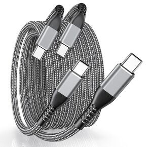 USB C to USB C Cable,2Pack 100W USB C to Type C Cable,Fast Charge 10FT Long USB C Cable Compatible with Phone 16 15 Pro Plus Pro Max,for S24 S23,for Pad Pro for Galaxyy S24 S23 S22 and More-Gray