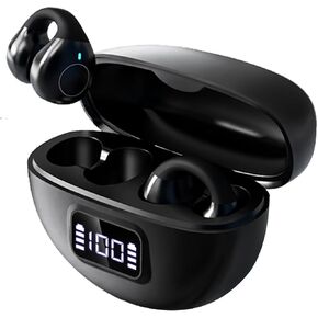 Open Ear Clip Earbuds Wireless Bluetooth Air Conduction Ear Cuff Headphones TWS Clip On Ear Buds Running Fitness Wireless Ear Clip Headphones Bluetooth Sports Gym Workout Earphones for iPhone Android