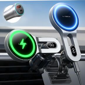 LISEN for Magsafe Car Mount Charger 15W, Dashboard & Vent, for iPhone 16 Wireless Car Charger Magnetic Car Phone Holder Mount Fit for iPhone 16 15 Pro Max 14 13 12 MagSafe Cases