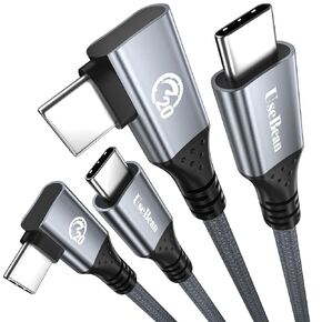 UseBean 240W USB C to USB C Cable 10FT[2 Pack], Right Angle USB C 3.2 Gen 2X2 20Gbps Data Cable, 4K Video Output USB C Monitor Cord for iPhone 15 Pro Max,Galaxy S24/S23,MacBook, iPad Pro Air