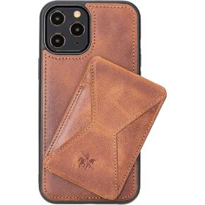 Venito Messa Leather Case Compatible with iPhone 12 Pro Max (6.7 inch) with Detachable Leather Wallet with MagSafe – Extra Secure with RFID Blocking (Antique Brown)