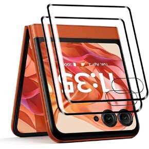 عبوتان لواقي شاشة Motorola Razr 2024، 2 زجاج أمامي مقسى + 2 واقي شاشة رئيسي من مادة TPU، واقي شاشة مضاد للخدش خالٍ من الفقاعات لهاتف Moto Razr 2024، أسود