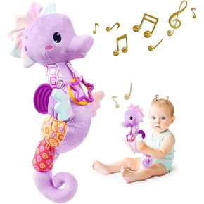 Baby Toys Musical Caterpillar, Stuffed Animal Activity Soft Toys with Teether,Multi-Sensory Crinkle, Rattle and Textures, for Tummy Time Baby Toys 0 to 12 Months Boys,Girls,Caterpillar(Blue)