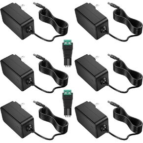 12V 2A AC Adapter Charger Replacement with 2 Tips, Regulated 12 Volts 2000mA Power Supply Cord for LED Strip Light, CCTV Camera, BT Speaker, GPS, Webcam, Router, DC12V Transformer (6 Pack) in Saudi Arabia