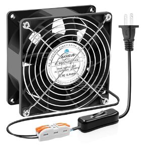 EC 9238 Axial Fan，92x92x38mm Muffin Fan, 110V 120V 220V 240V AC 92mm x 38mm Cooling Fan, Dual Ball Bearing with AC ON/Off Switch Extender Cable,for DIY Cooling Ventilation Exhaust Projects