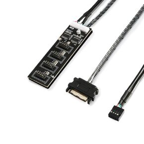 Motherboard 9pin USB Header Splitter with SATA Power Cable, Male 1 to 4 Female Extension Card, Internal USB Hub Extension USB 2.0 Splitter Connector Cable Cord for RGB Light, WiFi Receiver