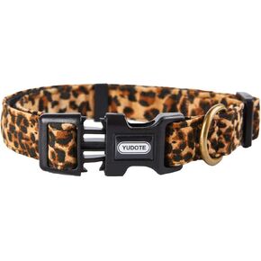 Flocking Fabric Dog Collar,Animal Print Leopard Pattern Pet Collar for Middle or Heavy Duty Dog(Large)