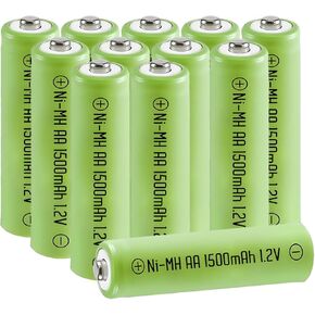 12 Packs AA Solar Batteries Rechargeable High Capacity Precharged 1.2V 1500mAh Ni-MH Double A Cell