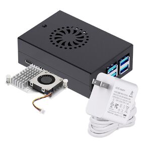 Accessory Kit for Raspberry Pi 5 —— Metal Case with Active Cooler，Cable and 27W USB C Power Supply for Raspberry Pi 5 (Pi 5 Board not Included)