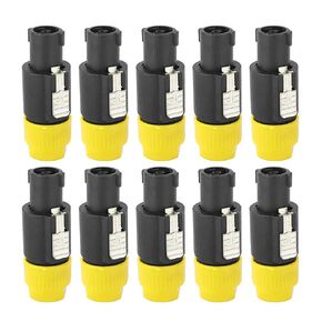 10PCS Audio Speaker Connector C-NL4FC Speakon Plug Cable Connector Waterproof 4 Pin Audio Video Connector Copper-Plated Contacts(Yellow)