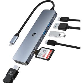 USB HUB, USB Docking, USB 3.0 5GBPS HUB, Ultra Slim Portable Data Hub, 7 in 1 USB HUB with 4K HDMI, 100W PD, 2 USB 3.0 5 Gbps&USB C 3.0 Data Port, SD/TF Card Readers, Compatible with Windows, Laptop
