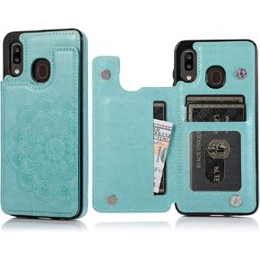 Galaxy A20 Case A30 Case A20 Card Credit Holder Wallet Protective Cover with Card Slot and Slim Leather Case for Samsung A20/A30 (Rose Gold)