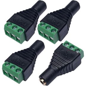 3.5mm Stereo TRS Female Jack to AV Screw Audio Terminal, Solder-Free, Quick Screw Connection for DIY, Test, Measurement, Surveillance, Engineering, 3-Screw Terminal Block Headphone Connector (4 Pack)