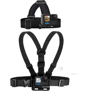 KLIOMAX Head Mount Strap Chest Mount Harness Chest Kit Compatible with GoPro Hero 12, 11, 10, 9, 8, 7, 6, 5, 4, Session, 3+, 3, 2, 1, Hero (2018), Fusion, Max, DJI Osmo Action Cameras