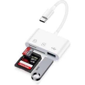SD Card Reader for iPhone 16 Pro Max/16 Pro/16 Plus/16/15pro Max/15Plus/15Pro/15, USB C Memory Card Reader 3-in-1 Type C TF MicroSD Card Reader Dongle Adapter for iPad MacBook Pro Air Computer Camera