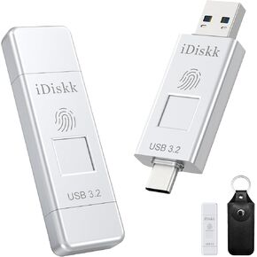 iDiskk SSD 1TB 500MB/S Fingerprint Encryption High Speed Flash Drive Photo Stick for iPhone 15/15 Plus/15 Pro/15 Pro Max,USB C iPad, MacBook,Laptops,Android &PC,ONE-Click Backup Photos &Videos