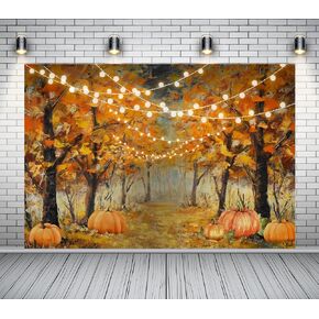 7X5ft Fall Background Photo Props Autumn Maple Forest Leaves Pumpkin Decorations Backdrop Thanksgiving Party Supplies Farm Harvest Photo Booth