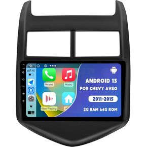 for Chevy Aveo Sonic 2011 2012 2013 2014 2015, Android 13 Car Stereo Radio with Wireless CarPlay Android Auto, 9 Inch Touchscreen Head Unit Support SWC GPS Navi WiFi Bluetooth