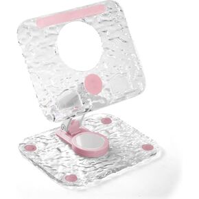 Acrylic Tablet Stand Holder with 360 Rotating Base,Adjustable Foldable Desktop Table Stand,Clear Portable iPad Stand for Desk for Desk Home Office, Compatible
