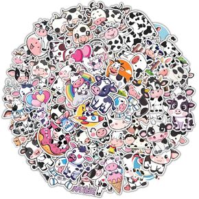 100 قطعة من ملصقات البقرة - ملصق مطبوع عليه بقرة لطيفة ملصق مضاد للماء لزجاجات المياه وأمتعة الكمبيوتر المحمول وسجلات القصاصات والمراهقين والبالغين والبنات والأطفال وديكورات أعياد الميلاد المضحكة in Kuwait