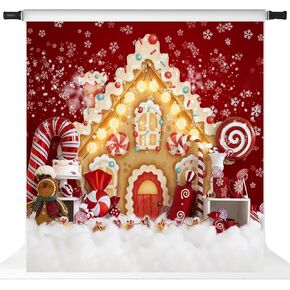 Kate Gingerhouse House Christmas Backdrop Winter Sweet Lollipop Fantasy Photo Background for Holiday Portraits Photo Studio Props 7x5ft