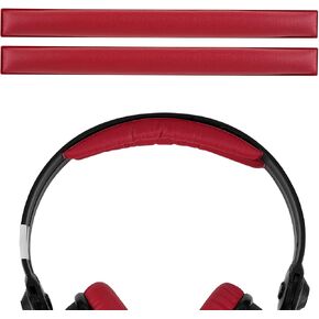Geekria Protein Leather Headband Pad Compatible with Sennheiser hd25 hd25 II HD25 Plus HD25 Special Edition, Headphones Replacement Band, Headset Head Top Cushion Cover Repair Part (Red 2Pack)