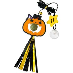 Xmas Elk Door Hanging Cat Toy, Hands Free Doorway Hanging Interactive Cat Teaser Toy with Coloured Ribbon for Indoor Promotes Cat and Small Dogs Hunting Exercise Merry Christmas