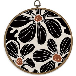 MAQIKA Bohemia Black Sunrise Sunset Framed Wall Sculptures Decor, Beige Wall Art, Abstract Sun Round Wall Hanging Decor, Mid Century Modern Black Moon Wall Art for Bohemia Preppy Bedroom Dorm,10x10 Inch