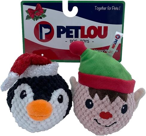 Pet Lou Penguin and Elf Christmas EZ Squeaky Twin Ball, 4-inch Width in Saudi Arabia