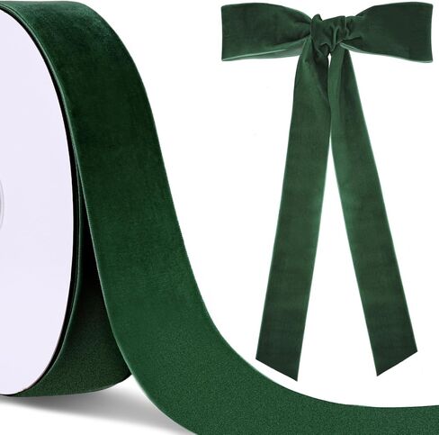 25 Yards Khaki Velvet Ribbon 2 Inch Vintage Fabric Christmas Ribbon Gift Wrapping for Christmas Wreath Decoration in Kuwait