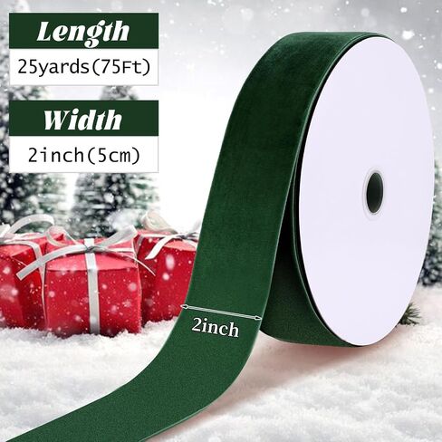 25 Yards Khaki Velvet Ribbon 2 Inch Vintage Fabric Christmas Ribbon Gift Wrapping for Christmas Wreath Decoration in Kuwait