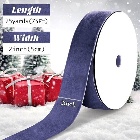25 Yards Khaki Velvet Ribbon 2 Inch Vintage Fabric Christmas Ribbon Gift Wrapping for Christmas Wreath Decoration in Kuwait