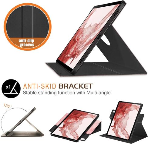 360 Rotating Case for Samsung Galaxy Tab S10 Plus 12.4/Tab S9 Plus 12.4 inch 2023 Tablet,Stand Folio Cover with Pencil Holder Multi-Angle Viewing Protective Case with Stand Function,Black in Saudi Arabia