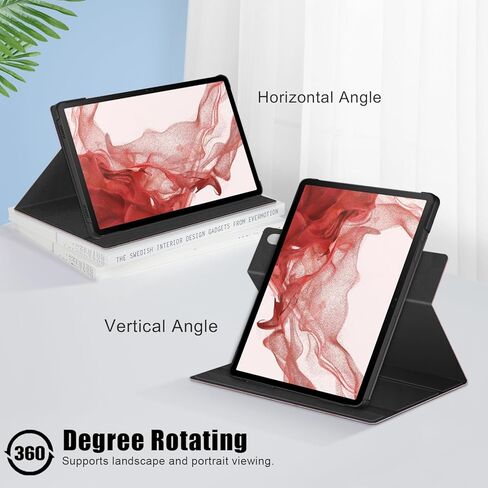 360 Rotating Case for Samsung Galaxy Tab S10 Plus 12.4/Tab S9 Plus 12.4 inch 2023 Tablet,Stand Folio Cover with Pencil Holder Multi-Angle Viewing Protective Case with Stand Function,Black in Saudi Arabia