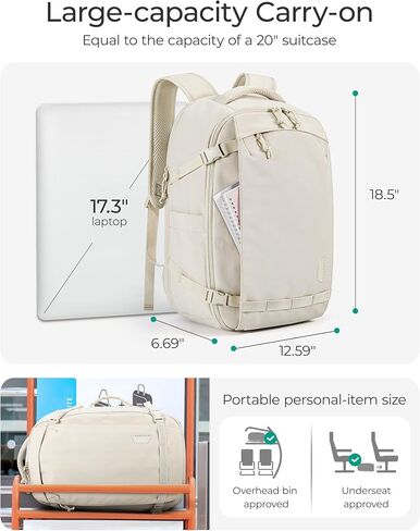 BAGSMART Travel Backpack for Women, 30L Travel Backpack Carry On Flight Approved, TSA Approved Personal Item Travel Bag, Water Resistant Weekender Bag Luggage Daypack, Black in Saudi Arabia
