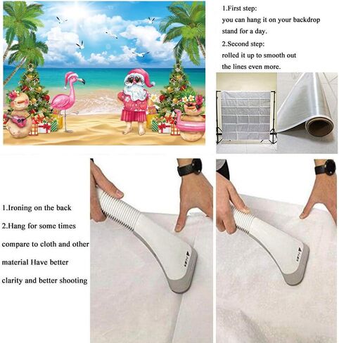 July Christmas Backdrop Tropical Flamingo Palm Tree Hawaiian Photography Background 7×5FT Summer Beach Santa Claus Party Decoration Supplies Photo Props in Saudi Arabia