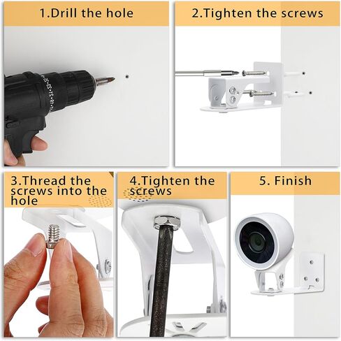 Sumnacon Nest دعامة كاميرا خارجية 1 حزمة 360 درجة مرنة للتعديل على الحائط دعامة تثبيت على الحائط لكاميرا العش أو في الداخل، بطارية - الجيل الثاني من المعدن القوي حامل كاميرا العش، أبيض in Kuwait
