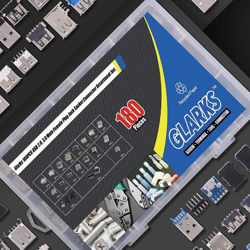Glarks 180 قطعة مآخذ صغيرة USB 2.0 3.0 نوع A ذكر أنثى موصل قابس جاك لحام USB إصلاح استبدال محول مجموعة متنوعة in Saudi Arabia