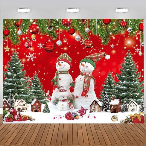 CHAIYA 7x5ft عيد الميلاد خلفية حمراء عيد ميلاد سعيد ثلج موضوع عيد الميلاد للأطفال البالغين زينة الحفلات الشتاء السنة الجديدة عيد الميلاد عشية الأسرة راية الحزب CY337 in Saudi Arabia