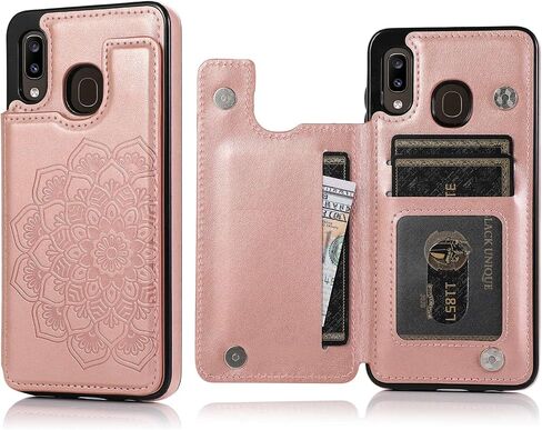 Galaxy A20 Case A30 Case A20 Card Credit Holder Wallet Protective Cover with Card Slot and Slim Leather Case for Samsung A20/A30 (Rose Gold) in Saudi Arabia
