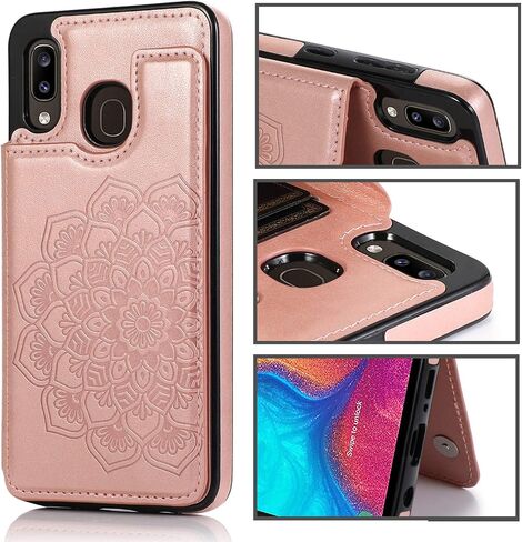 Galaxy A20 Case A30 Case A20 Card Credit Holder Wallet Protective Cover with Card Slot and Slim Leather Case for Samsung A20/A30 (Rose Gold) in Saudi Arabia