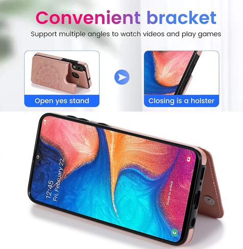 Galaxy A20 Case A30 Case A20 Card Credit Holder Wallet Protective Cover with Card Slot and Slim Leather Case for Samsung A20/A30 (Rose Gold) in Saudi Arabia