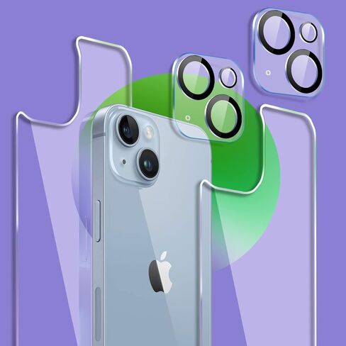 واقي شاشة خلفي لهاتف iPhone 14 وواقي عدسة الكاميرا (2+2 حزمة)، واقي زجاجي خلفي لهاتف iPhone 14 [إصدار جديد] (6.1 بوصة) in Saudi Arabia