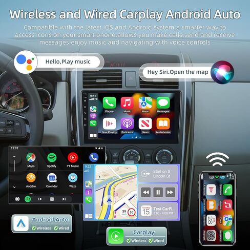 2+64G Car Radio for Mazda CX-9 CX9 CX 9 2006-2015 - Wireless Carplay & Android Auto - 9 Inch Android 13 Stereo with WiFi/EQ/GPS + AHD Rear View Camera in Kuwait