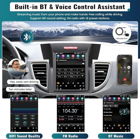 UNITOPSCI 2G+64G Android 13 ستيريو سيارة لهوندا CRV 2012-2016 Wireless CarPlay Android Auto Radio، 9.7 بوصة HD شاشة تعمل باللمس بلوتوث GPS Navigation WiFi HiFi FM/RDS USB + ميكروفون كاميرا احتياطية in Kuwait