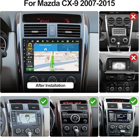 2G + 64G Android 13 ستيريو سيارة لمازدا CX-9 2007-2015 CarPlay Android Auto Mirror Link GPS Navigation 9 بوصة HD شاشة لمس بلوتوث راديو السيارة EQ FM/WiFi+كاميرا احتياطية ميكروفون in Kuwait
