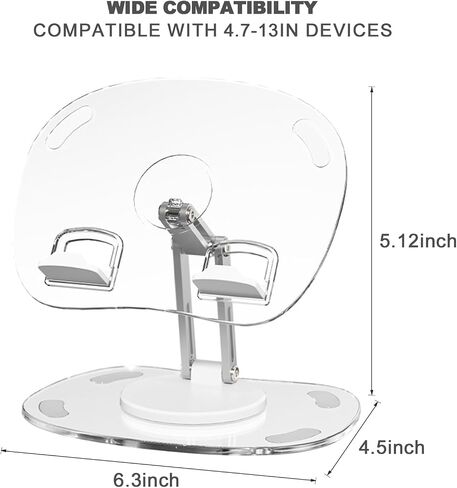 Acrylic Tablet Stand for Desk,360° Rotating Mobile Tablet Stand,Adjustable Clear Tablet Holde for Home Office Desk, Portable iPad Stand for Desk in Saudi Arabia