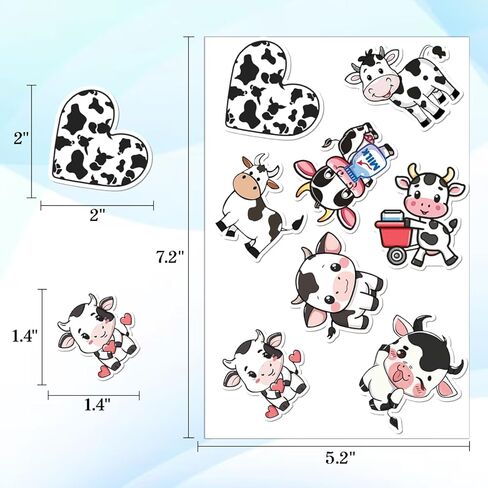100 قطعة من ملصقات البقرة - ملصق مطبوع عليه بقرة لطيفة ملصق مضاد للماء لزجاجات المياه وأمتعة الكمبيوتر المحمول وسجلات القصاصات والمراهقين والبالغين والبنات والأطفال وديكورات أعياد الميلاد المضحكة in Kuwait