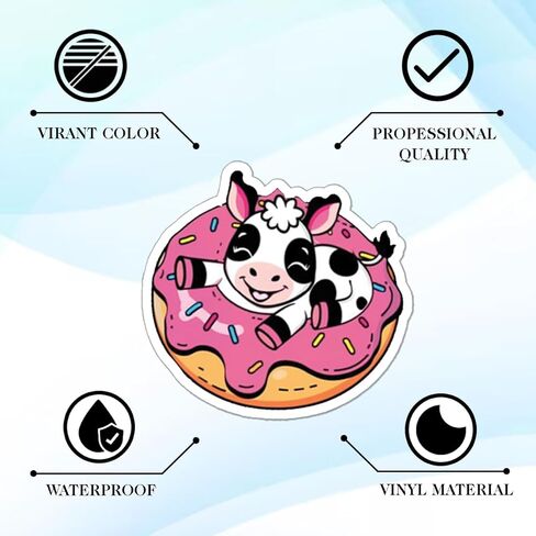 100 قطعة من ملصقات البقرة - ملصق مطبوع عليه بقرة لطيفة ملصق مضاد للماء لزجاجات المياه وأمتعة الكمبيوتر المحمول وسجلات القصاصات والمراهقين والبالغين والبنات والأطفال وديكورات أعياد الميلاد المضحكة in Kuwait